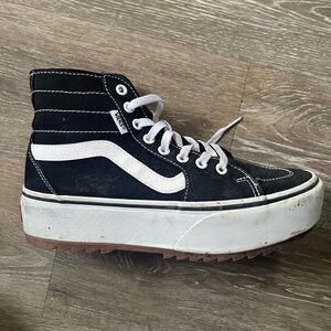 Vans Women's Black and White Platform Sneakers. Great condition High top